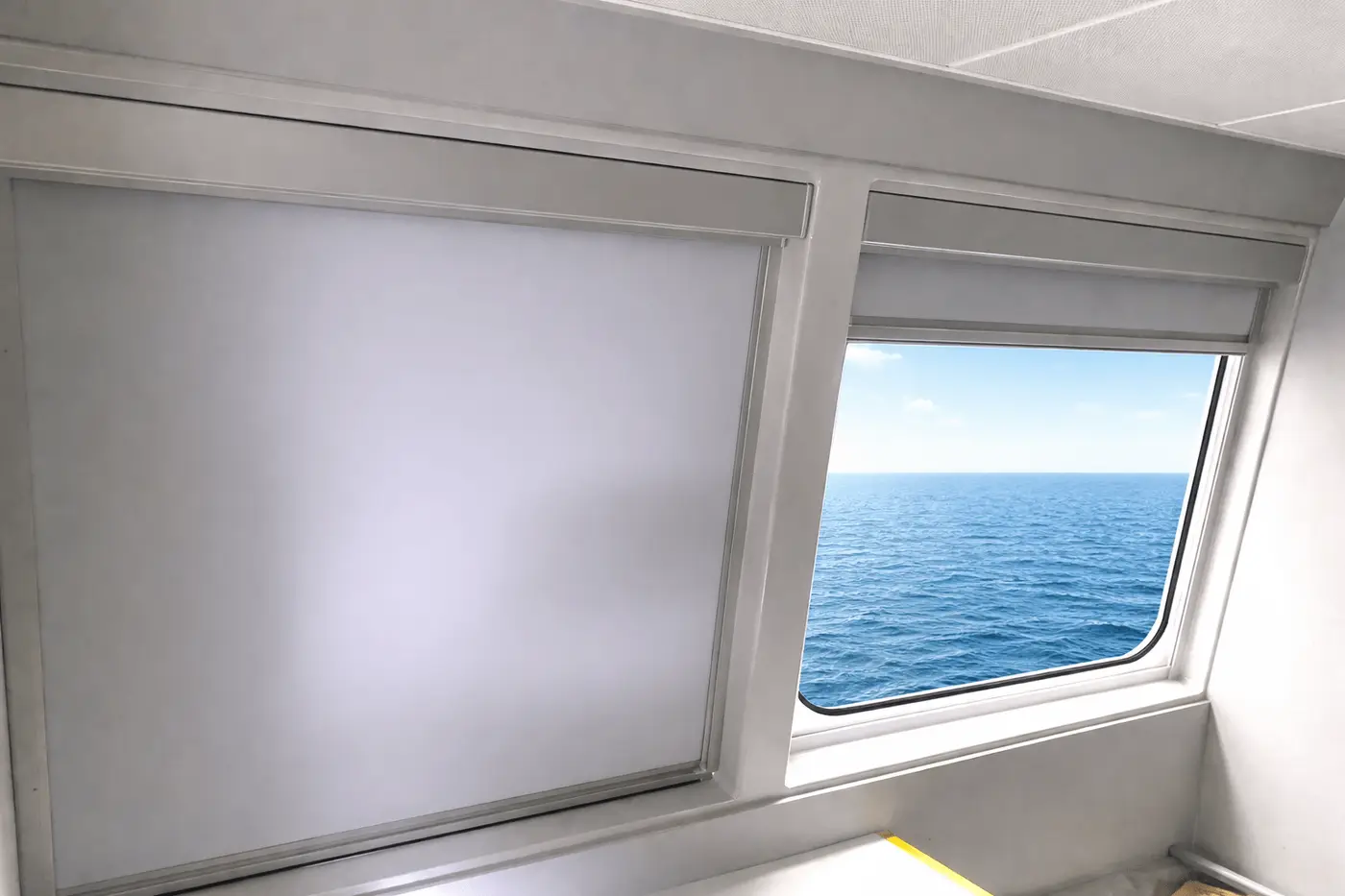 Ocean view and cabin interior